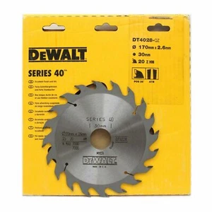 Dewalt DT4028 Series 40 170mm x 30mm 20T TCT Circular Saw Blade for Wood & PVC - Picture 1 of 2