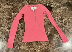 Vintage Abercrombie Langarmshirt Rosa Henley Bella Swan Y2K X-Small/S - Bild 1 von 18