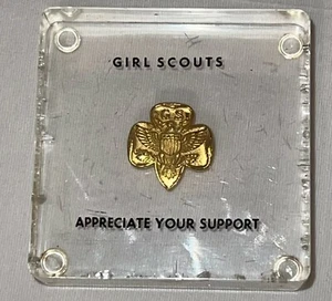 Vintage Girl Scout Miniature Mini Trefoil Tiny Logo 1/20-10K GF COLLECTORS GIFT - Picture 1 of 4