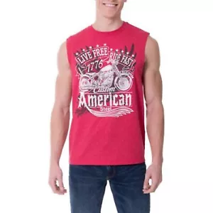 Camiseta sin mangas Faded Glory para hombre Live Free Ride rápida en dificultades roja talla XL, XXL - Imagen 1 de 7