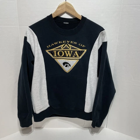 Vintage Iowa Hawkeyes Crewneck Sweatshirt, Size Med/Small Black Embroidered Logo Cover