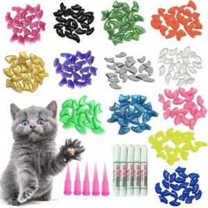 100 Stück Katze Nagelkappen/Spitzen Haustier Katze Katze weiche Krallen Abdeckungen Kontrollpfoten XS - Bild 1 von 8