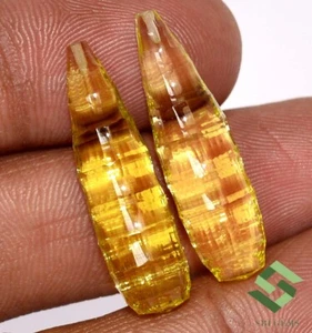 26.55 Karat Natürlich Zitrone Quarz Kostüm Tropfen Schliff Paar 29x8 MM Lose - Bild 1 von 4