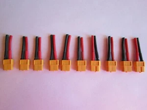 10 FEMALE XT60 CONNECTOR PLUGS 14AWG SILICONE WIRE CABLE PIGTAIL 30MM RC BATTERY - Picture 1 of 1
