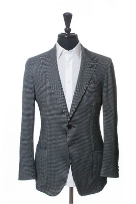 Giorgio Armani Gray Geometric Print Natural Stretch Cotton Blazer 40R 22901 - Imagem 1 de 4