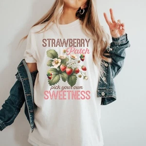 Strawberry patch cute Unisex Cotton Tee - Picture 1 of 5