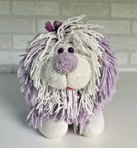 Kenner Fluppy Puppy Purple Yarn Hair Plush Dog Stuffed Animal 1986 Vintage - Bild 1 von 13
