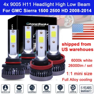 For GMC Sierra 1500HD 2009 2010 2011 4x 9005 H11 Headlight Hi Low beam LED Bulb - Picture 1 of 12