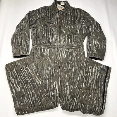 VTG Walls Blizzard Pruf Coverall Mens Large Camo Real Tree Insulated Zip 90s - Image 1 of 4