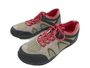 LANDS END Gray & Hot Pink LEATHER Hiking Walking Athletic Women Shoes Size 10D - Picture 1 of 4