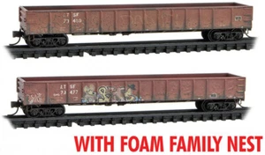 Micro-Trains MTL Spur N Santa Fe/ATSF 50ft gerippte Seitengondel verwittert 2er-Pack - Bild 1 von 1