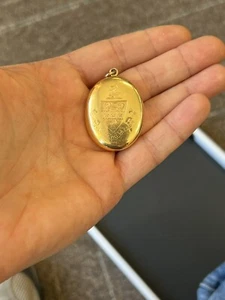 Victorian 18k Solid Yellow Gold Irish Family Coat of Arms Locket Pendant- 19.2g - Picture 1 of 18