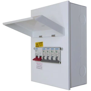 Metal Consumer Unit 4 Way with 100A Isolator and Choice of MCBs For Garage Shed - Picture 1 of 3