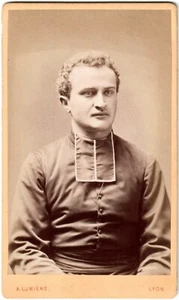 Cdv.Jeune Prêtre.Curé.Religieux.Religion.Photo Albuminée A.Lumière à Lyon.1875. - Foto 1 di 2