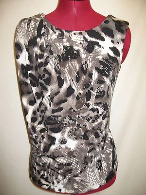 Женская блуза Kenneth Cole с анималистическим принтом дорожная вязаная с глубоким круглым вырезом размер PS - Изображение 1 из 4