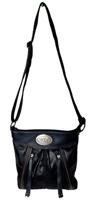 XOXO Black Faux Leather Look Crossbody Shoulder Bag Adjustable Strap Very Clean - Image 1 of 4