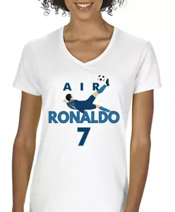 V-NECK Cristiano Ronaldo Real Madrid C.F. "Air Ronaldo PIC" Ladies T-shirt - Picture 1 of 2