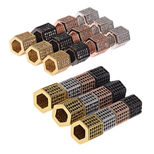 3 Rows Zircon Gemstones Hexagon Micro Pave Connector Charm Beads DIY Bracelets - Picture 1 of 11