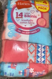 Hanes ~ Girls Bikinis Tagless 14-Pair Underwear No Ride Up Multi-Color ~ Size 12 - Picture 1 of 4