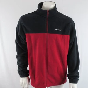 Columbia Giacca Pile Manica Lunga Full Zip Uomo L Rosso Nero - Foto 1 di 8