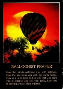 Postcard Hot Air Balloon Sunset Balloonist Prayer Unposted Continental Size - Picture 1 of 2