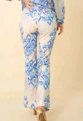 Calça jeans feminina Hale Bob Parker retrô mod azul lona stretch flare tamanho M - Imagem 1 de 4