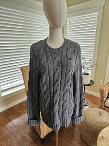 Suéter Para Mujer Abercrombie & Fitch Grueso Tejido con Cable Mezcla Lana L Y2K Gris - Imagen 1 de 11
