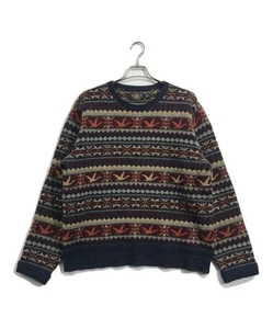 Suéter RRL Tejido Patrón Nativo Para Hombres XL Rojo Marino Oscuro Calce Ajustado - Imagen 1 de 4