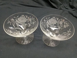 Juego de 2 Impresionantes Vintage Floral Grabado Champagne/Sherbet Bajo - Imagen 1 de 11