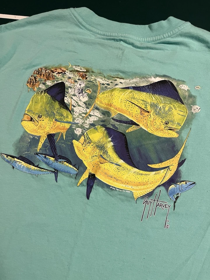 Camiseta Guy Harvey Ocean Fish Arte Estampado Gráfico XL Verde azulado Naturaleza Playa Aire Libre  Foto 1 de 4