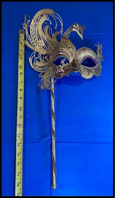 Masquerade Mask - Mardi Gras Party - Venetian Style - Womens - Metal - Italy - Image 1 of 4