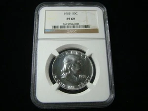 Medio dólar de plata Franklin 1955 clasificación NGC PF69 #2613054-008 - Imagen 1 de 4
