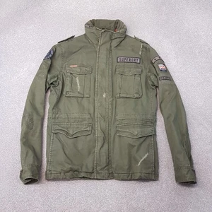 Superdry Men Jacket Large Green Military Field Worker Utility Chore M65 Distress - Picture 1 of 14