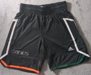 NEW Miami Hurricanes Adidas Men's Logo Black Basketball Shorts L Large +2 Length - Picture 1 of 13