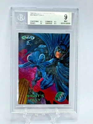 1995 Fleer Metal Batman Forever Night's Ally Card #50 BGS 9 MINT - Image 1 of 3