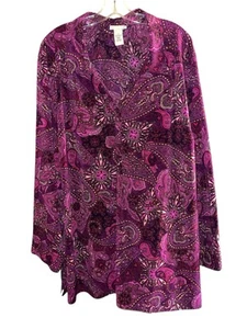 Catherines shirt blouse women sz 3X 26/28 Pink Paisley Long Sleeve Top - Picture 1 of 2