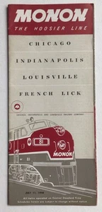 1948 July 11 Time Tables Monon The Hoosier Line Chicago Indianapolis Louisville - Foto 1 di 6