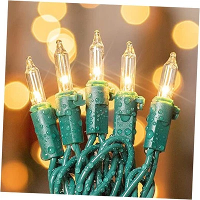 Contagem de 50 luzes brancas de Natal com fio verde, mini luzes de corda para férias  - Imagem 1 de 4