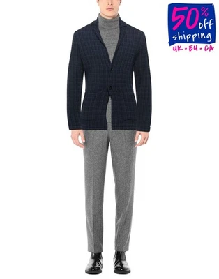 RRP€400 SPADALONGA Merino Wool Knit Blazer Jacket IT56 US46 3XL Made in Italy - Image 1 of 4