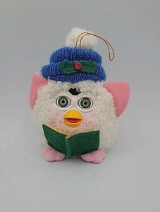 De colección 1999 Hasbro Furby Peluche Adorno de Navidad Caroler Sombrero y Libro Ojo Verde Movimiento - Imagen 1 de 6