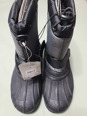 NUEVO (SIN CAJA) Botas de Nieve de Invierno GEORGE Negras con Gris Sin Cordones; Talla 7 Foto 1 de 4