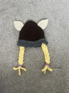 Handmade Crocheted Infant Viking Hat Removable Braids, Perfect for Photo Shoots! - Picture 1 of 6