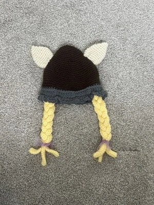 Sombrero Vikingo Infantil Hecho a Mano Ganchillo Trenzas Extraíbles, ¡Perfecto para Sesiones de Fotos! Foto 1 de 4