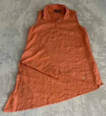 Top túnica sin mangas Ellen Tracy para mujer L naranja lino Lagenlook capa artística Foto 1 de 4