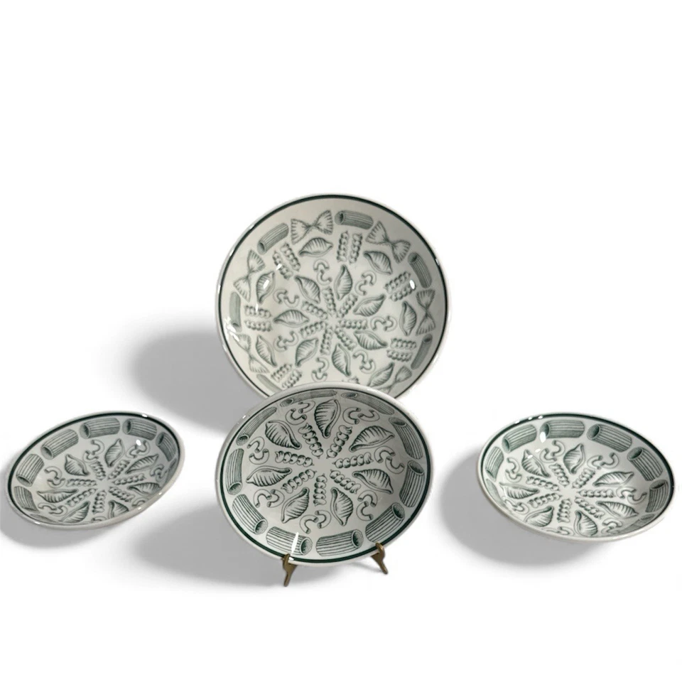 JUEGO DE 4 TAZONES GRANDES PARA SERVIR PASTA LA PRIMULA 12” Y 3 TAZONES PARA PASTA 8” VERDE Y BLANCO Foto 1 de 4