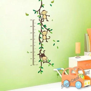 Monkey Height Chart Baby Kid Nursery Room Wall Decals Decor Removable Stickers - Picture 1 of 5