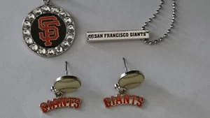 SAN FRANCISCO GIANTS MLB LISCENSED EARRINGS & CHARM & BAR NECKLACES NEW & SEALED - Picture 1 of 10