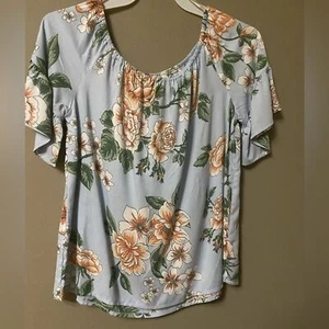 Angie’s Girls Floral Off Shoulder Top Blue Large NWT - Picture 1 of 9