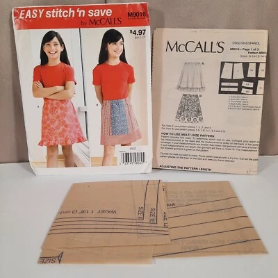 McCall's Easy Stitch N Save Sewing Pattern 9016 Firls Skirt Sizes 8 - 16 Uncut - Image 1 of 2