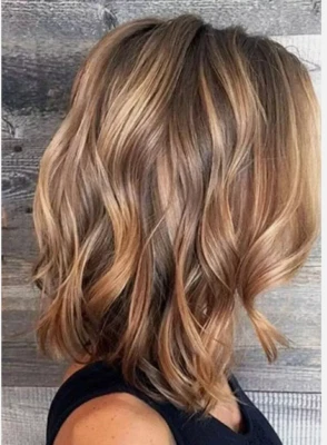 Pelucas Bob Cortas Rubio Caramelo Destacado Bob Pelucas Encaje Frontal 100% Pelucas de Cabello Humano Foto 1 de 4